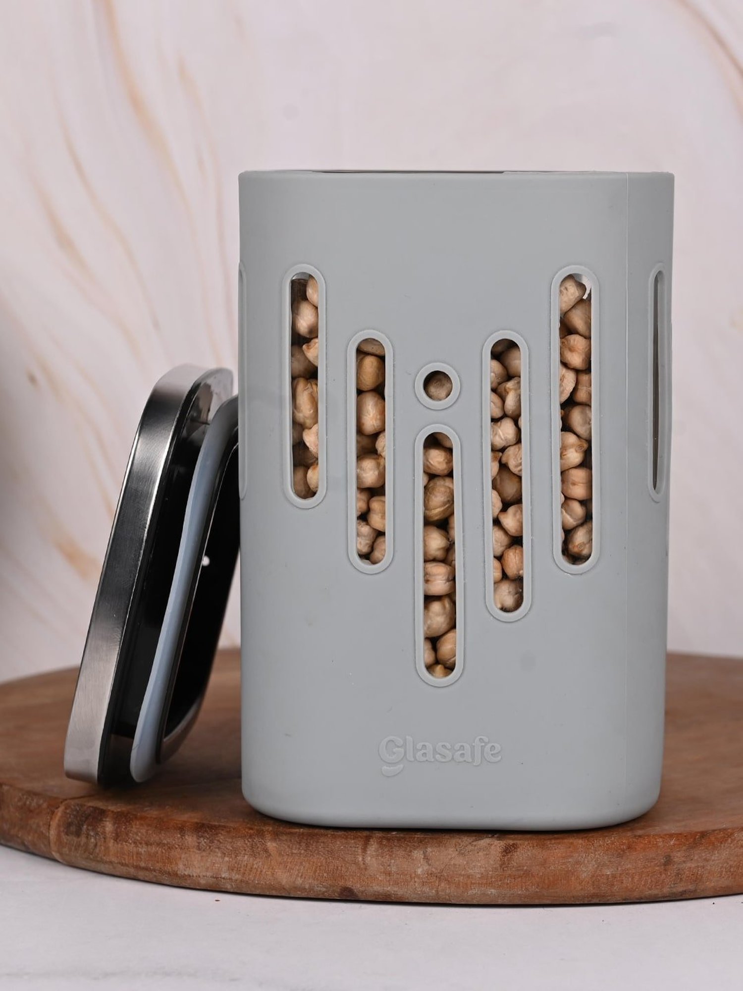 Glasafe 'O' Grip Slate Grey Borosilicate Containers - Set of 2 (1200ml)