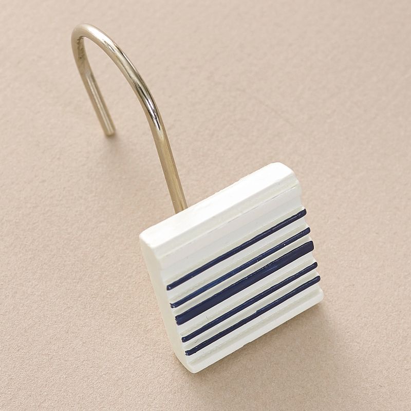 Lakeside Farmhouse Striped Bathroom Shower Curtain Hooks - Set of 12