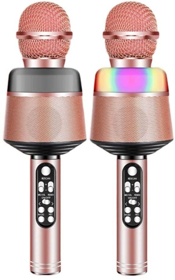 Wireless Microphone with Flashing Lights Portable Handhold Mic Speaker Cardioid for Mobile Phone Singing Music Apps DSP Chip