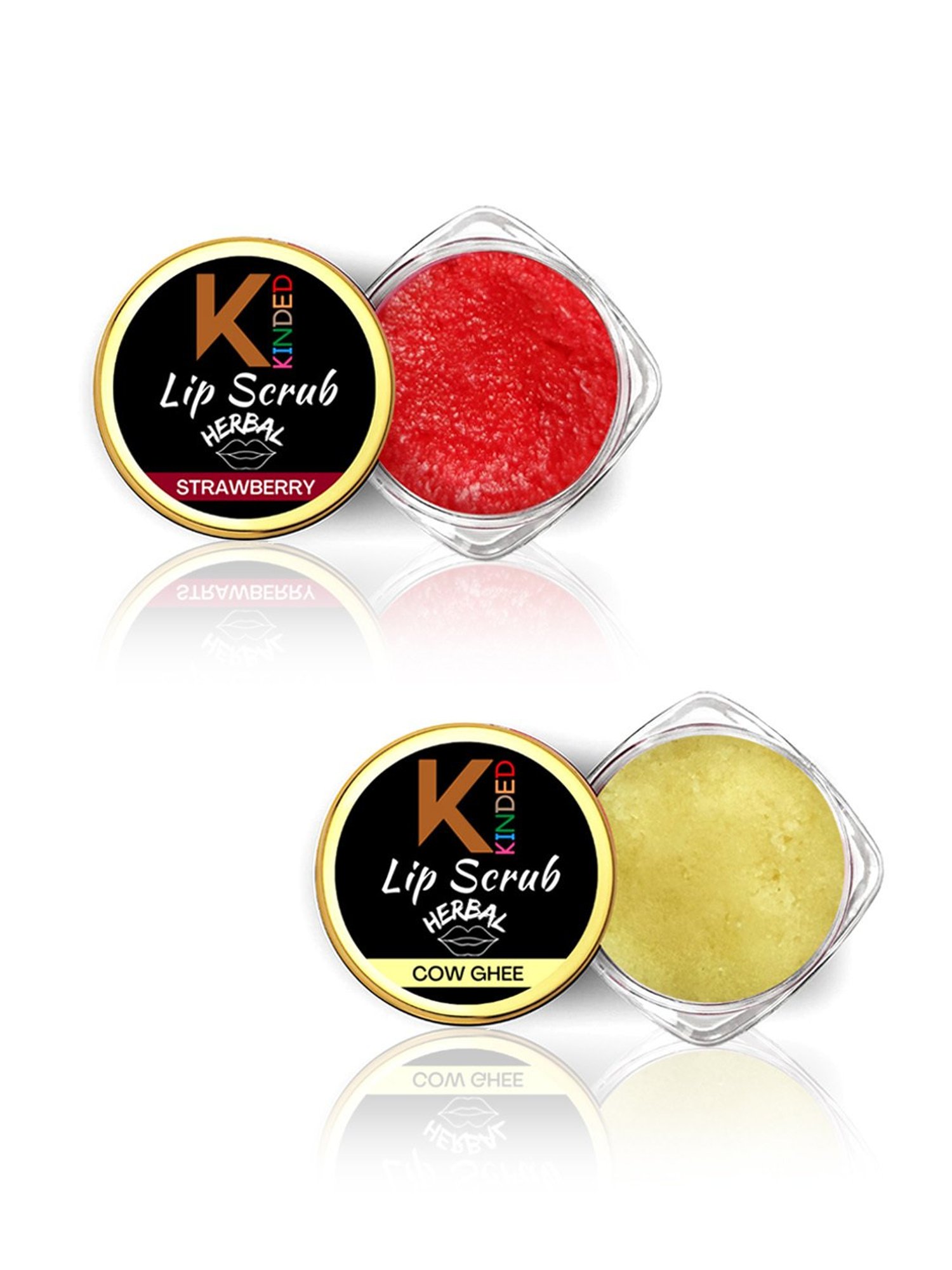 KINDED Herbal Strawberry & Cow Ghee Lip Scrub Combo