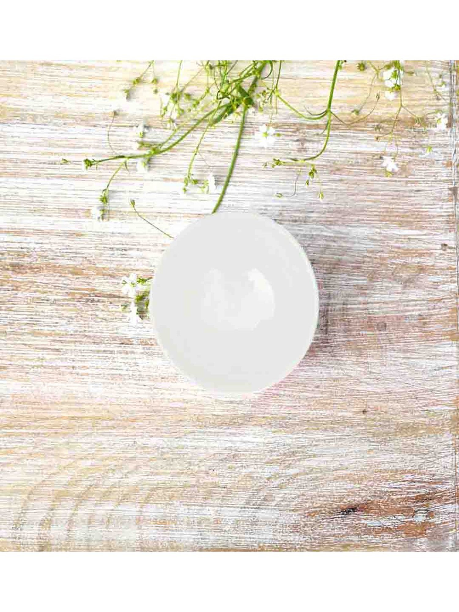 Fanusta Bahaar White Ceramic Bowl (100 ml) - Set of 1