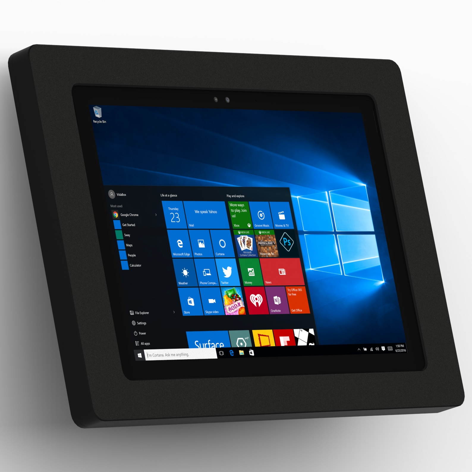 VidaMount Black Enclosure and Fixed Tilted 15&deg; Wall Mount [Bundle] compatible with Microsoft Surface Pro 7+, Pro 7, Pro 6, Pro 5, Pro 4