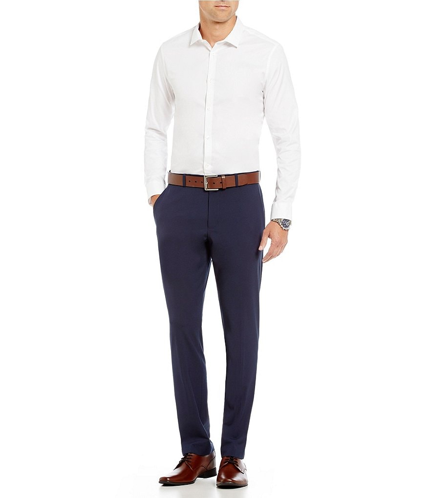 Perry Ellis Slim-Fit Flat-Front Washable Tech Suit Separates Pants