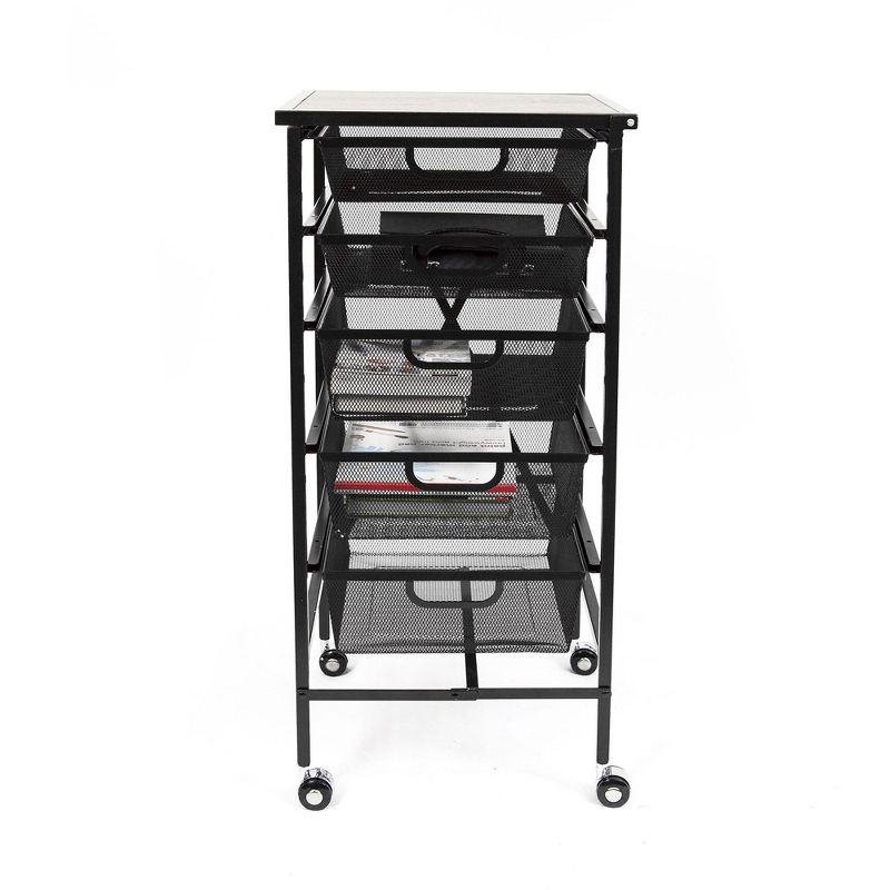 Homz Plastic 6 Clear Drawer Medium Home Storage Container Tower with 4 Large Drawers and 2 Small Drawers, Black Frame