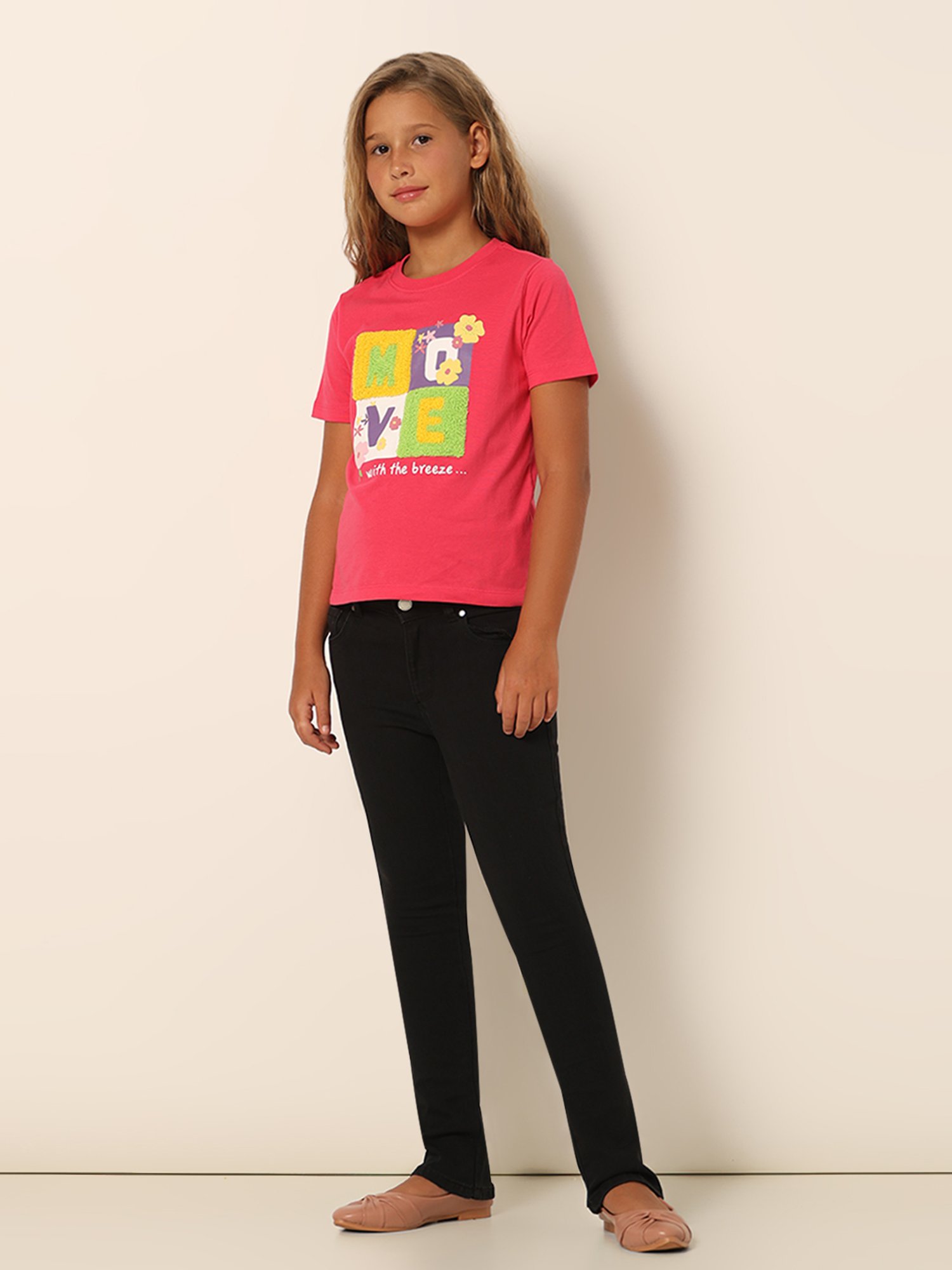 VERO MODA GIRL Pink Printed T-Shirt