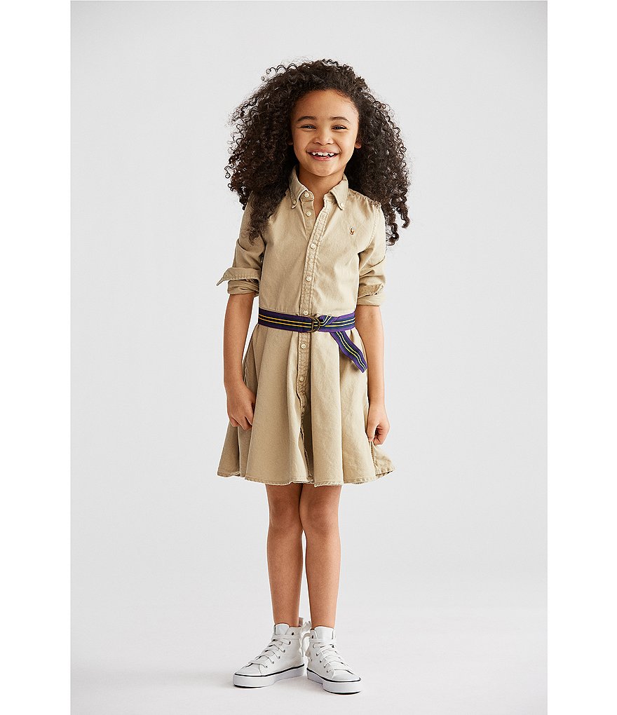 Polo Ralph Lauren Little Girls 2T-6X Button-Front Belted Shirtdress