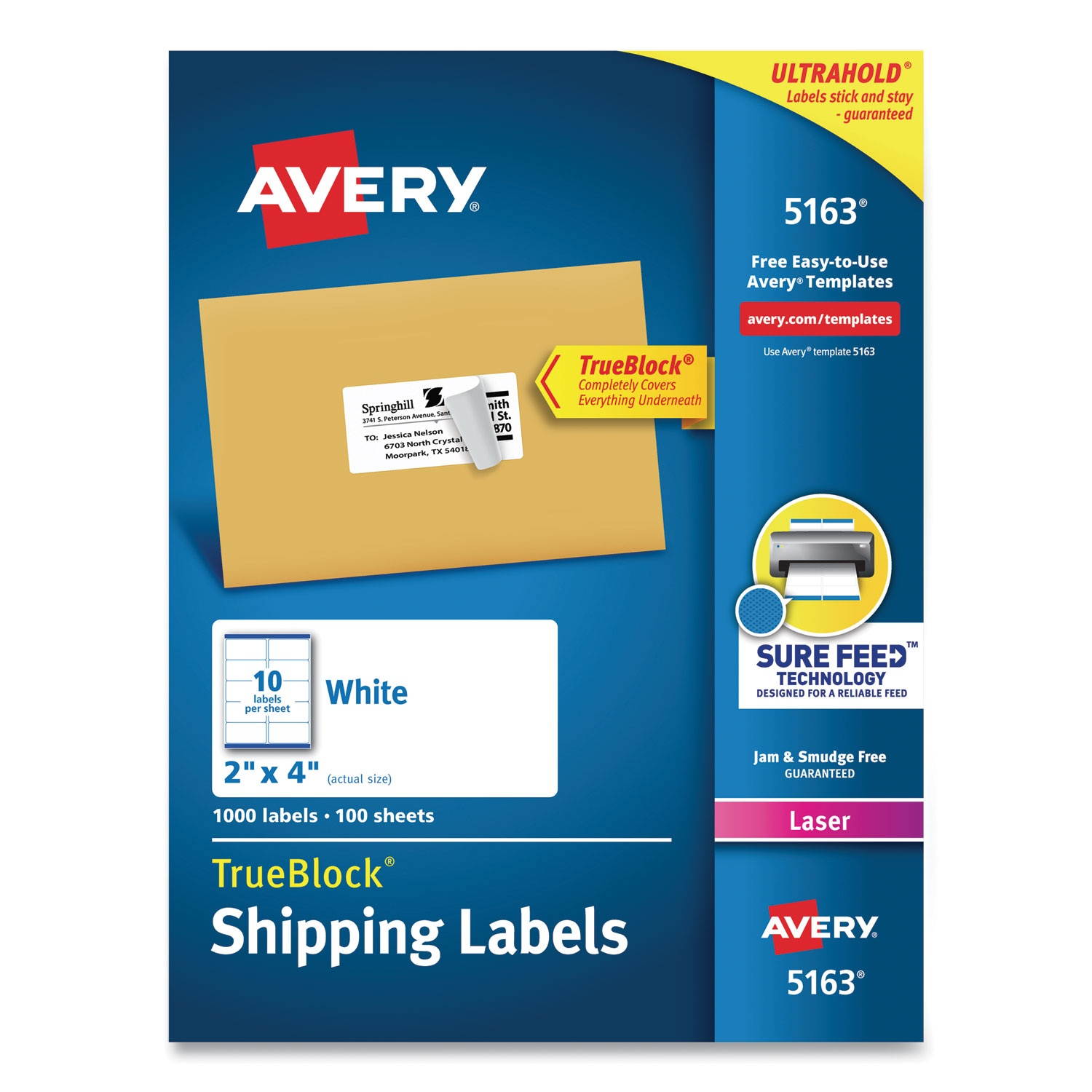 Avery Label,Adrs,2x4,10/Sh 5163