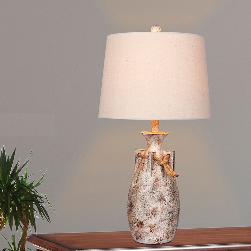 Distressed Jug with Rope Collar Resin Table Lamp in Antique Natural  - Fangio Lighting