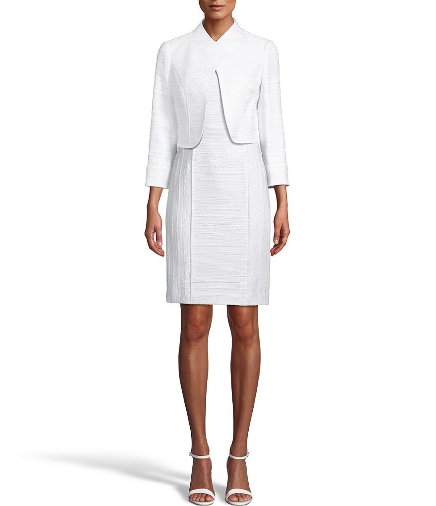 Kasper Snap Front One Button Notch Crepe Jacket