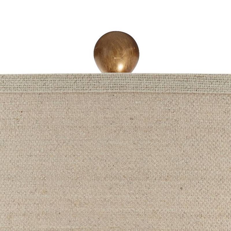 Possini Euro Design Mid Century Modern Table Lamp White Ceramic Taupe Drum Shade for Living Room Bedroom Bedside Nightstand Office