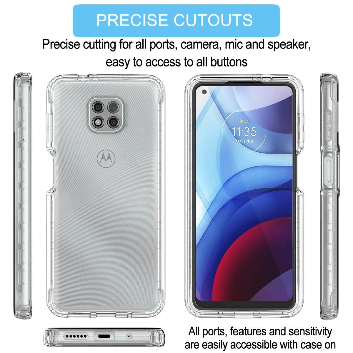 Moto G Power 2021 Case, Tekcoo Shockproof Rugged Body Protection Soft TPU Bumper Clear Case Shell Ultra-Thin Slim Flexible Rubber Anti-Scratch Protective Phone Cover For Moto G Power 2021 - Black