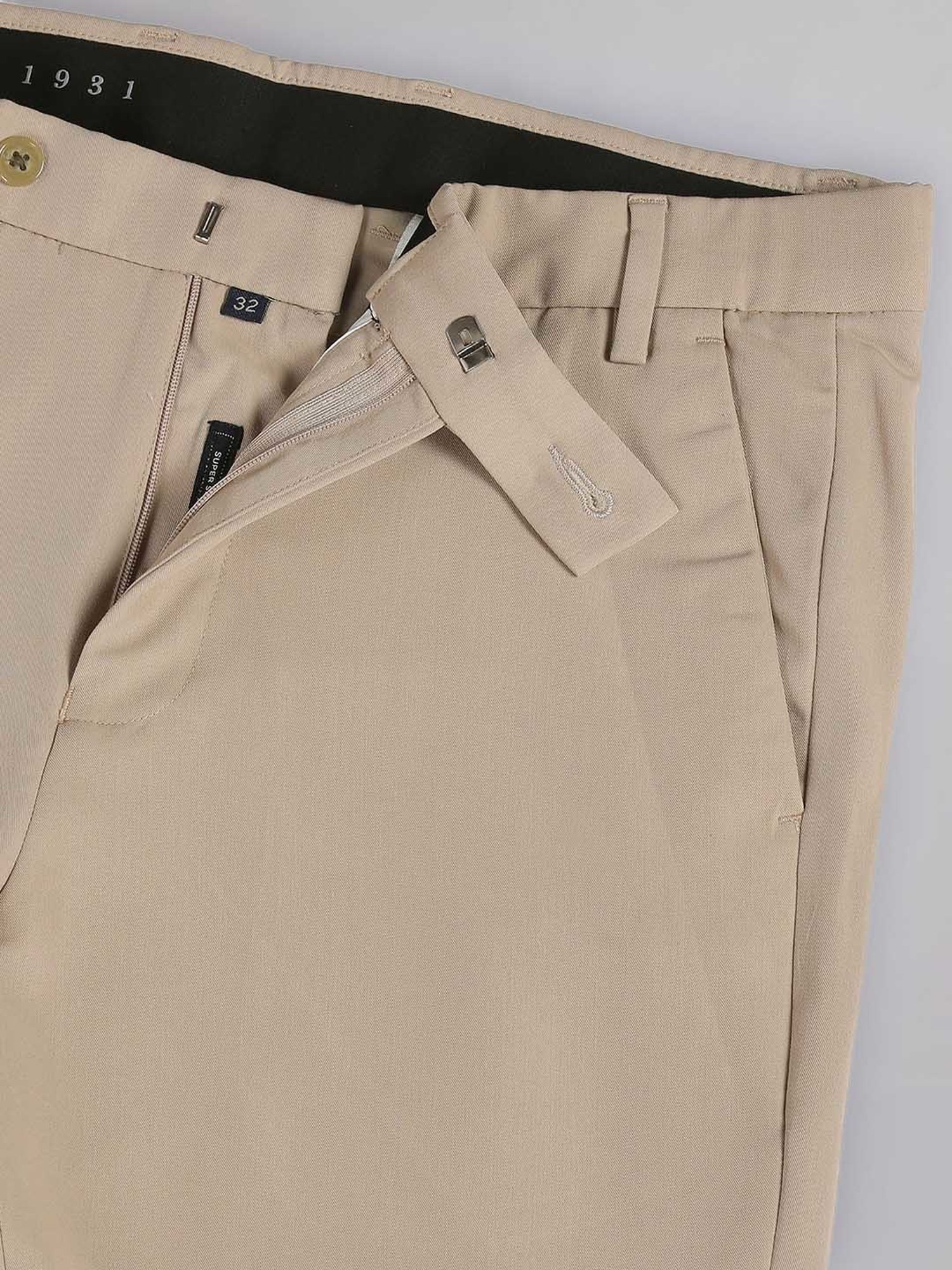 AD by Arvind Light Brown Slim Fit Flat Front Trousers