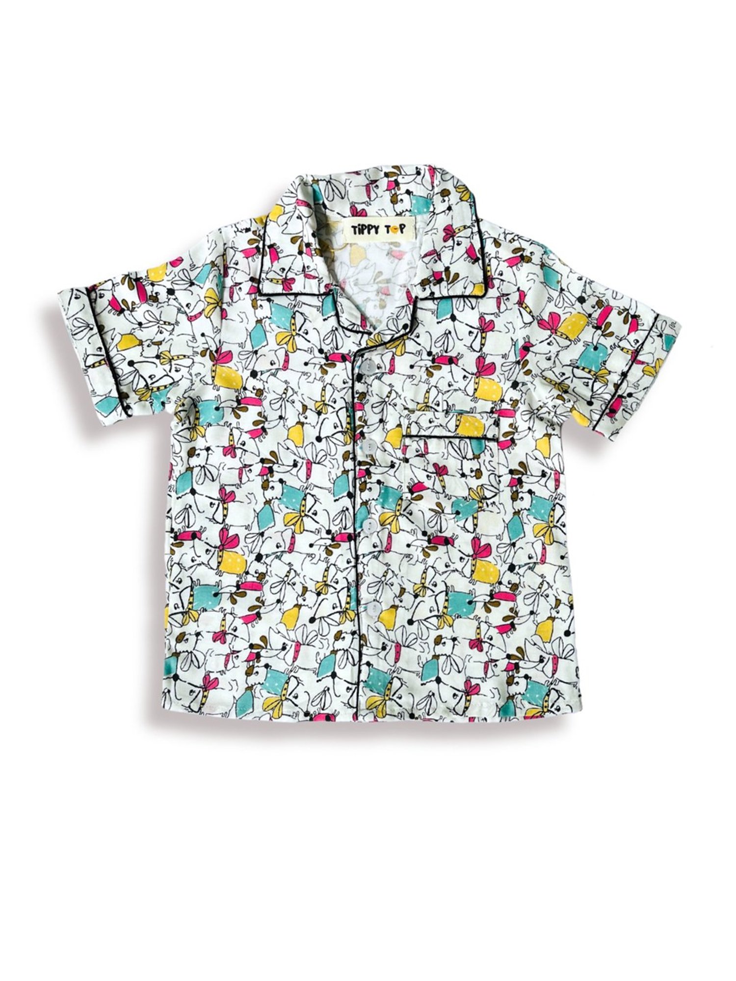 Tippy Top Girls White Printed Shirt with Pants