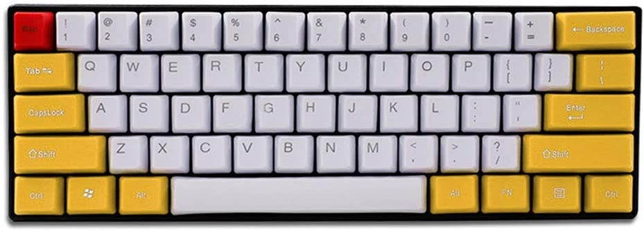 EPOMAKER 61 Keys Dye Sublimation PBT Keycaps Set for 60% Mechanical Keyboard, OEM Profile (Yellow White)