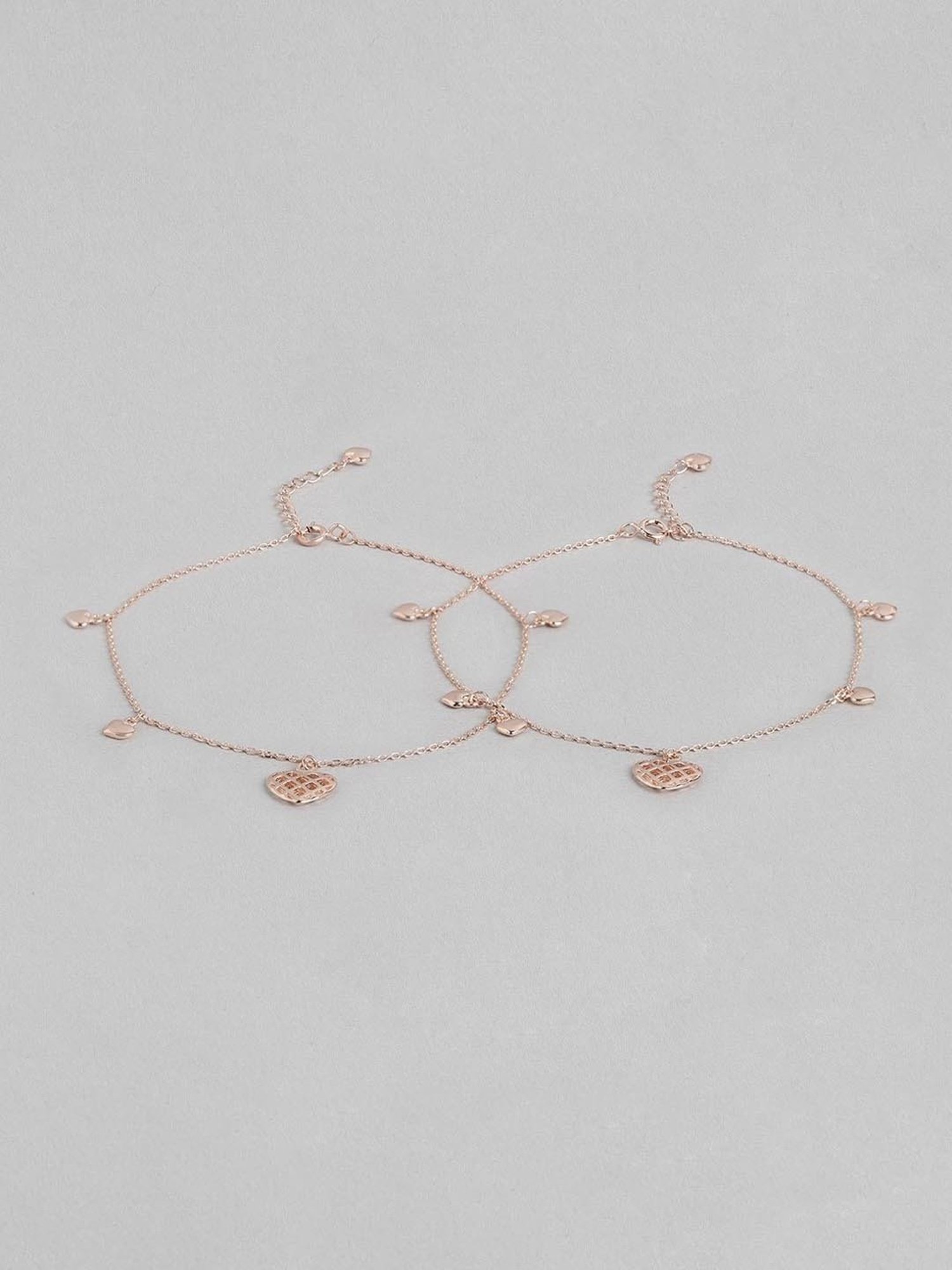 Zavya 92.5 Sterling Silver Anklet for Women (Pair of Anklets) in Rose Gold-Plating