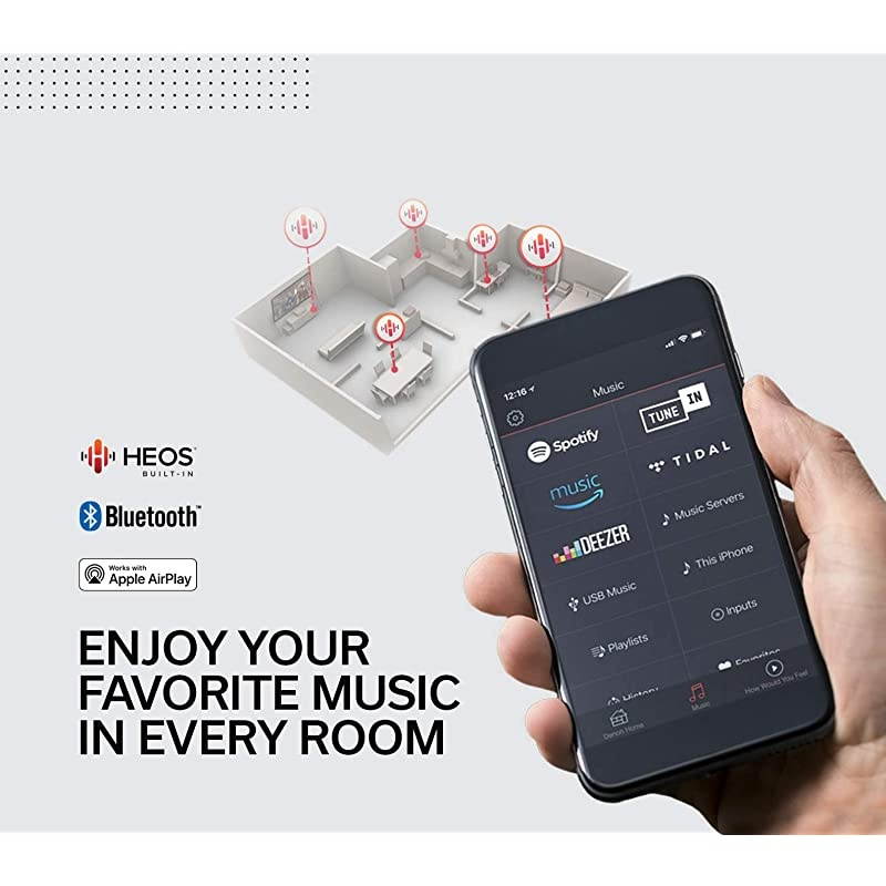 AVRS750H Receiver 72 Channel 165W x 7 4K Ultra HD Home Theater 2019 | Music Streaming | New eARC 3D Dolby Surround Sound Atmos DTSVirtual Height Elevation | Alexa + HEOS