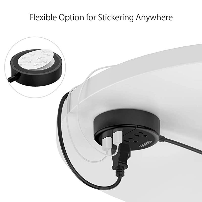 Power Strip with USB  Travel Power Strip Flat Plug 3 Outlets and 2 USB Ports Desktop Charging Station with 5ft Extension Cord Wall Mount Compact for Cruise Ship Nightstand and Office