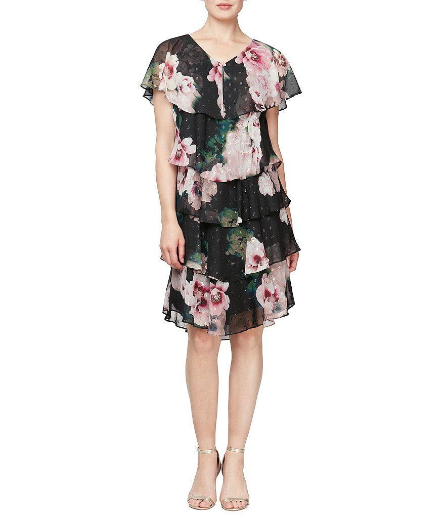 Marina Sequin Lace Round Neck 3/4 Sleeve Sheath Dress