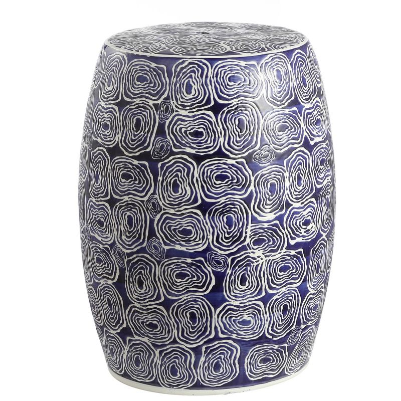 Lorey Garden Stool - Blue/White - Safavieh