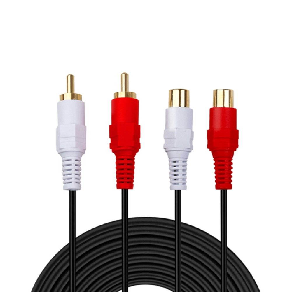 GHWL Gold Plated 2 RCA Male to Female Stereo Audio Extension Cable