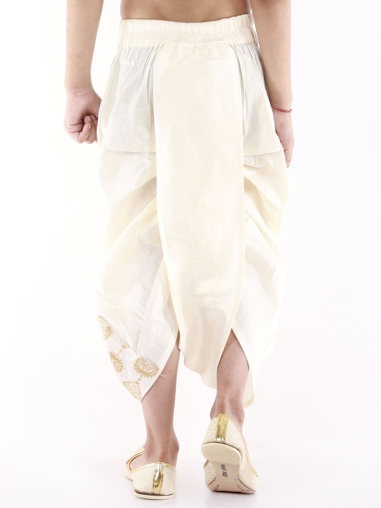 VASTRAMAY Kids Cream Embroidered Dhoti