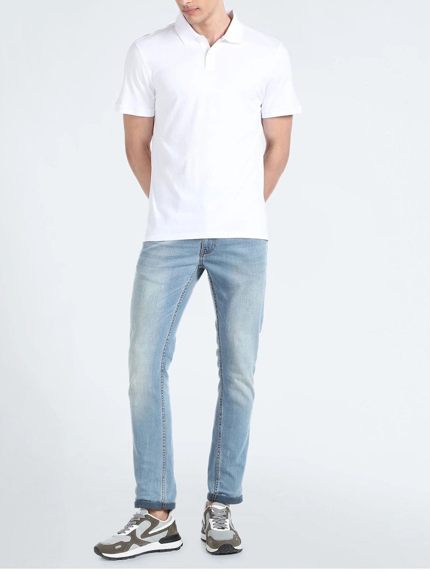 Calvin Klein Jeans White Cotton Regular Fit Polo T-Shirt