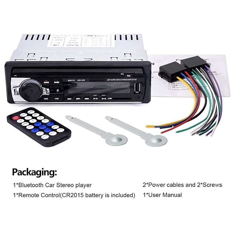 Bluetooth Car Stereo 4x60W Car Audio FM Radio MP3 Player USBSDAUX Hands Free Calling with Wireless Remote Control