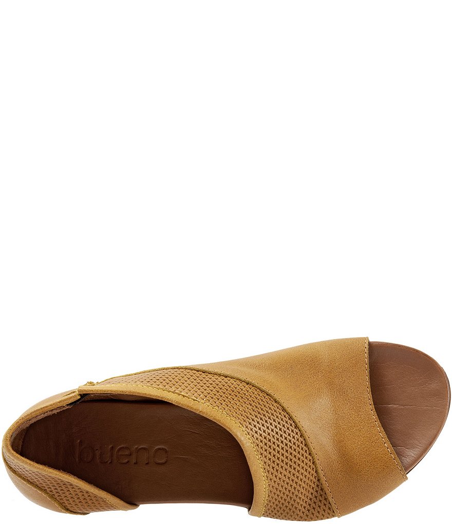 Bueno Tahiti Perforated Leather Asymmetrical Slip-On Sandals