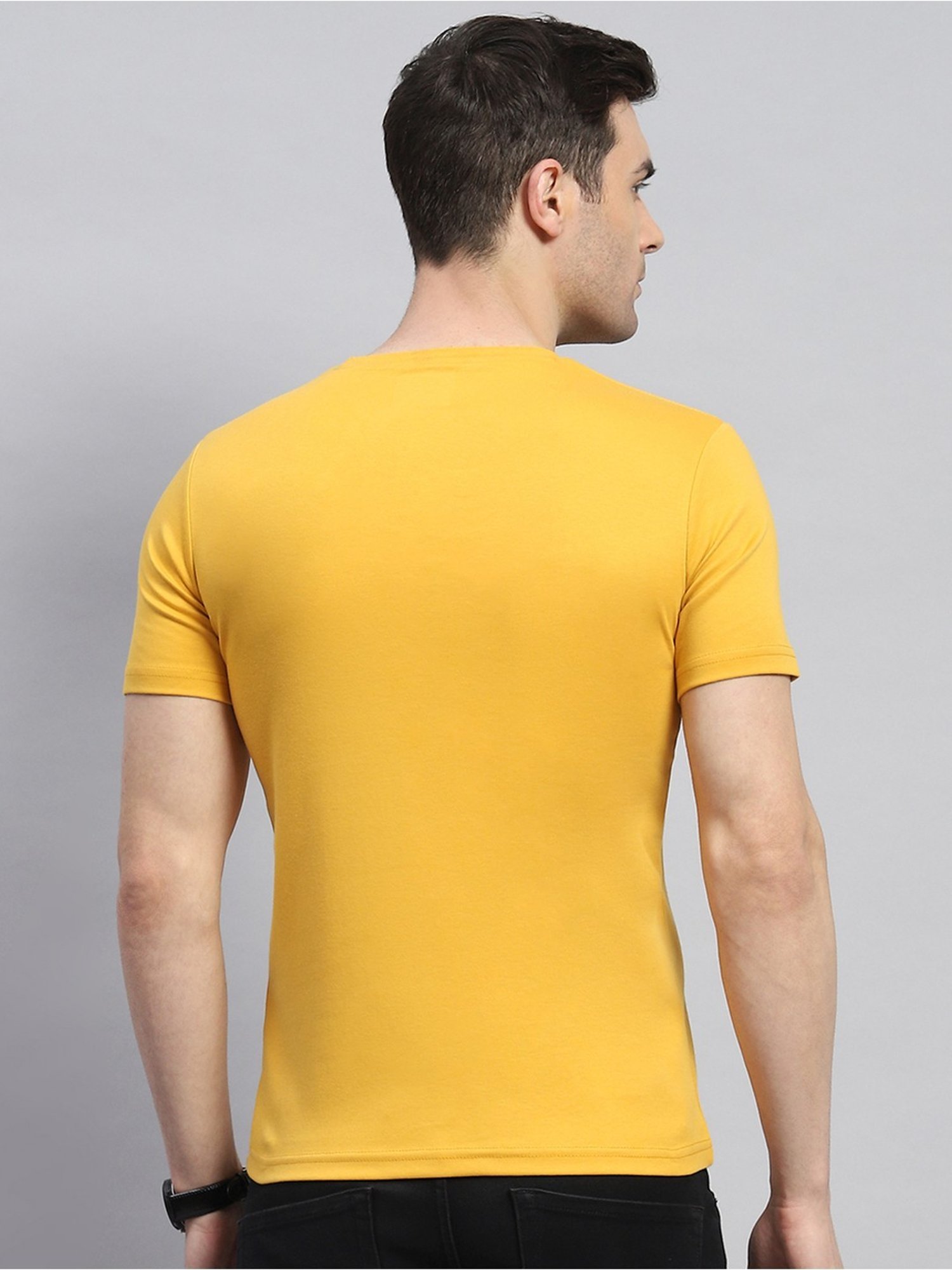 Monte Carlo Mustard Cotton Regular Fit T-Shirt