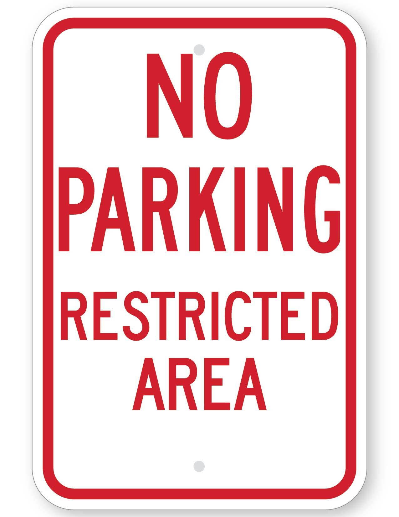 No Parking Restricted Area Sign