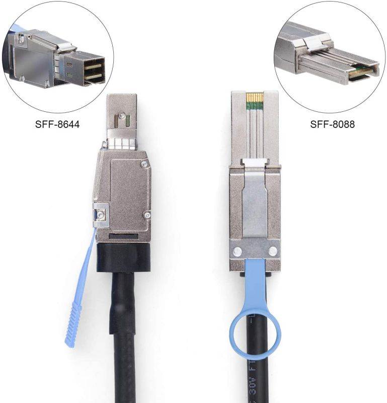 External 6Gbps Mini SAS HD SFF-8644 to Mini SAS SFF-8088 Hybrid Cable, 30AWG SCSI Cable 1 meter