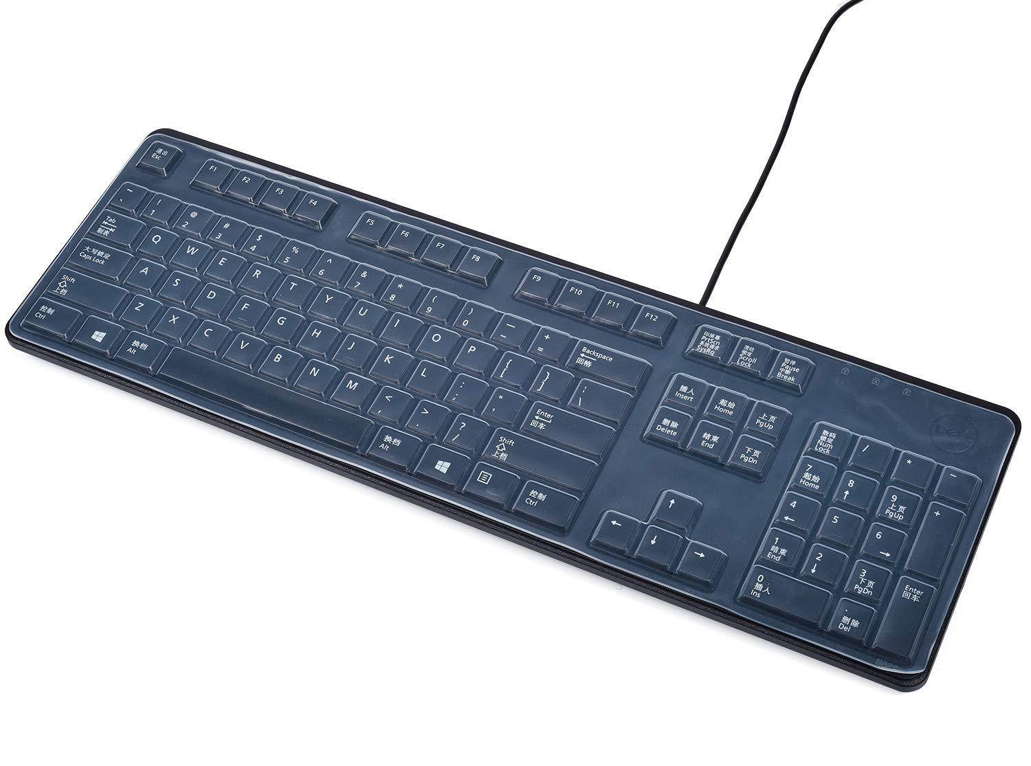 Anti Dust Waterproof Silicone Keyboard Protector Skin Cover for Dell Keyboard KB212-B KB4021 US Version (Clear)