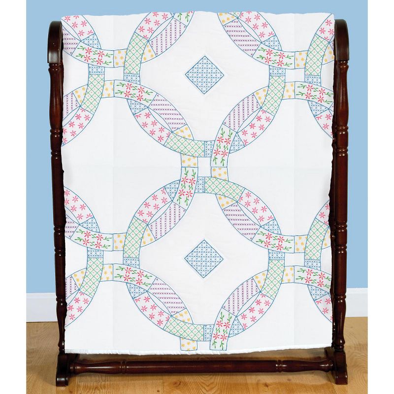 Jack Dempsey Stamped White Quilt Blocks 18"X18" 6/Pkg-Patchwork Wedding Rings