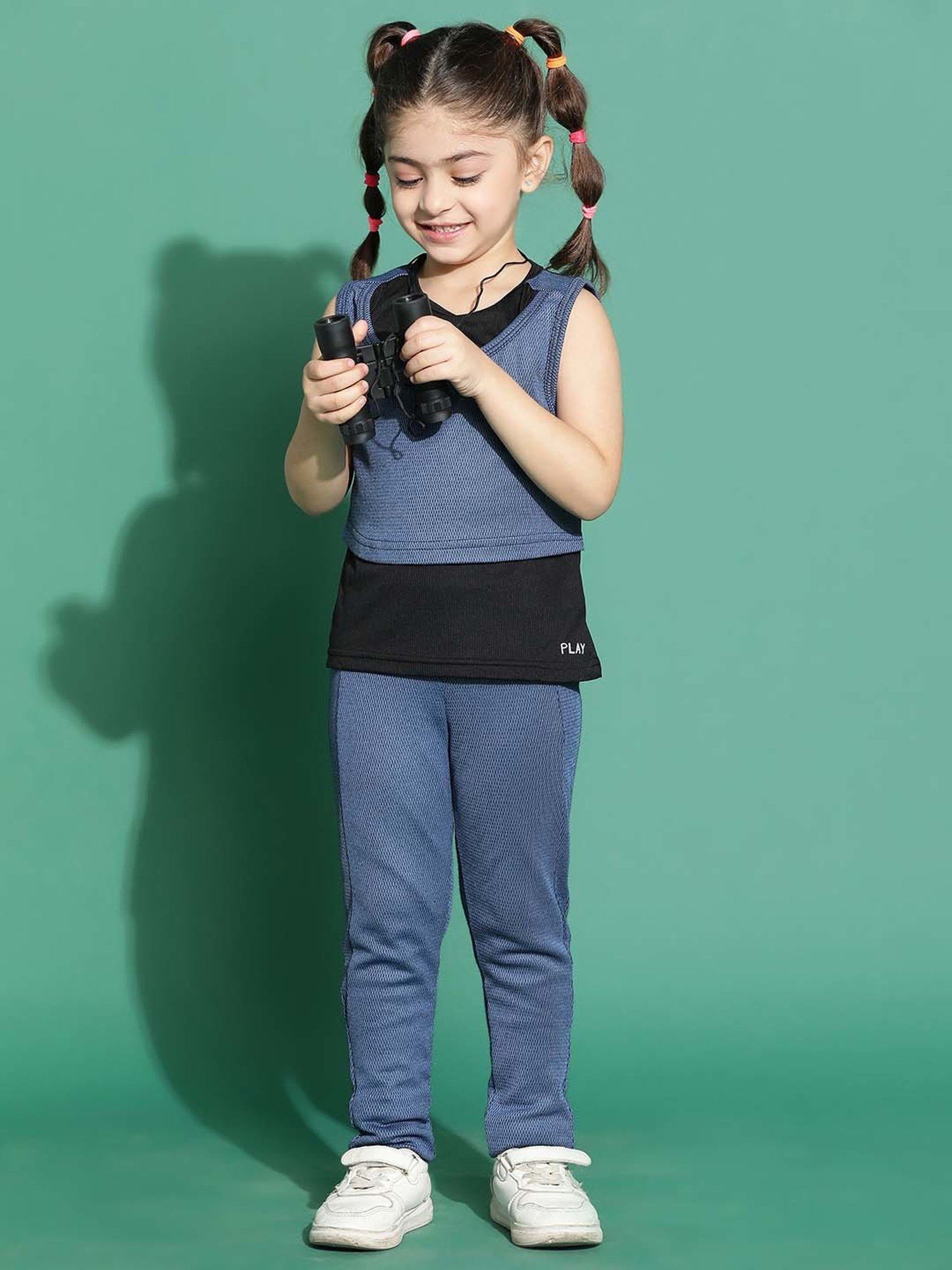 Tales & Stories Girls Blue Slim Fit Leggings