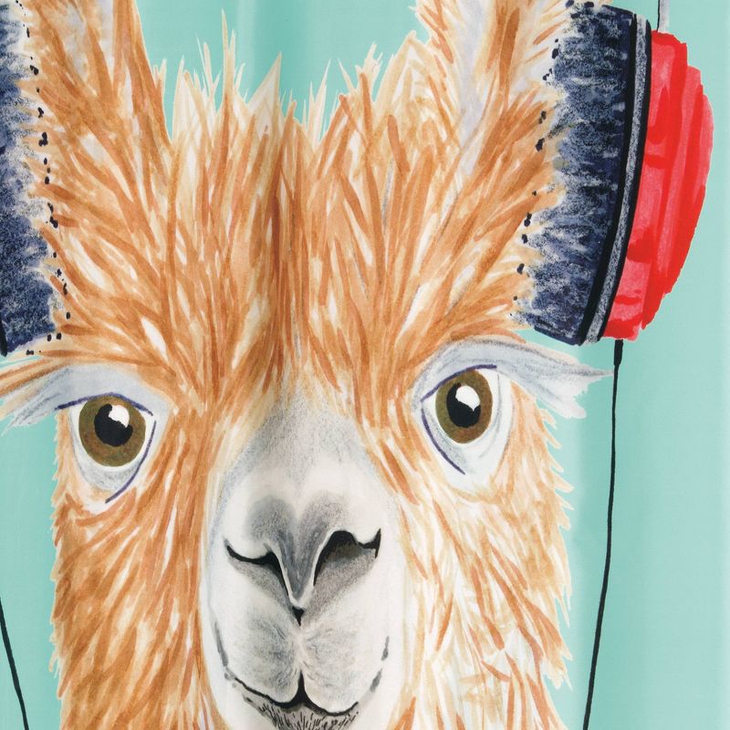 Headphone Llama Shower Curtain Teal/Brown - Allure Home Creations