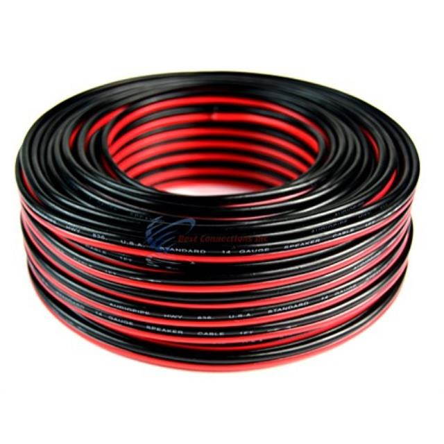 100' feet 14 gauge red black stranded 2 conductor speaker wire car home audio ga