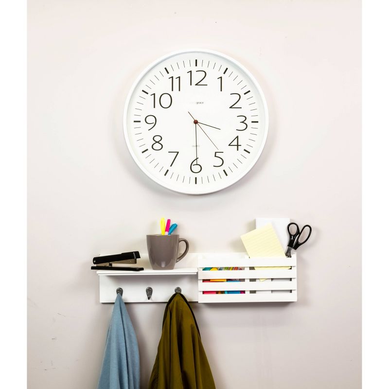 Sydney Wall Shelf with Hooks and Mail Sorter - White
