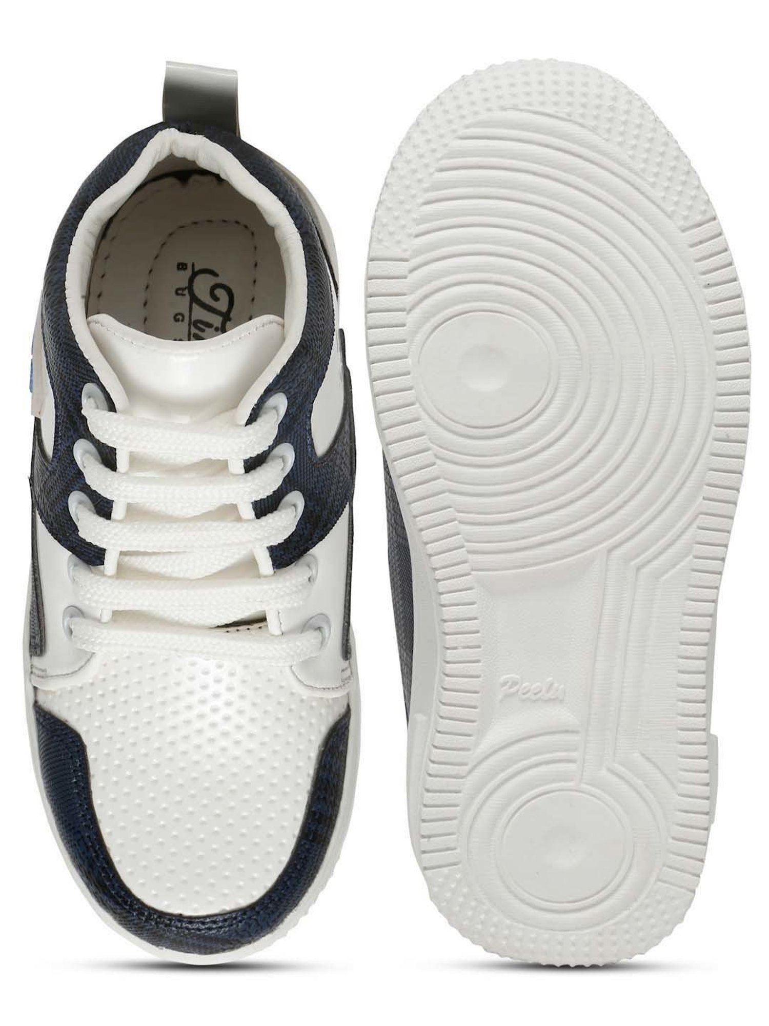Tiny Bugs Kids White & Navy Casual Sneakers