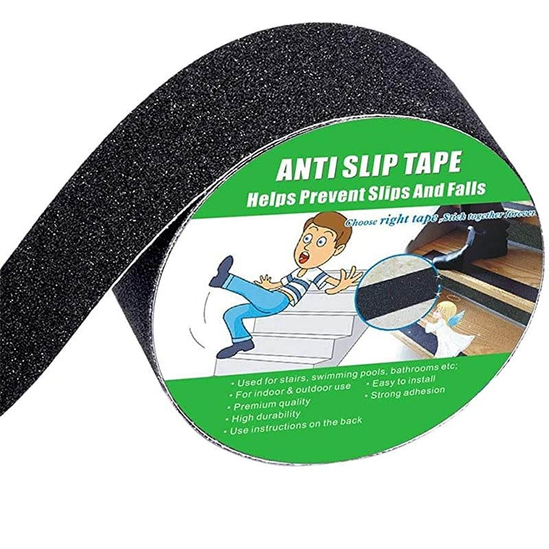 Slip Tape, High Traction,Strong Grip Abrasive, Not Easy Leaving Adhesive Residue, Indoor & Outdoor (2" Width x 190" Long, Black)