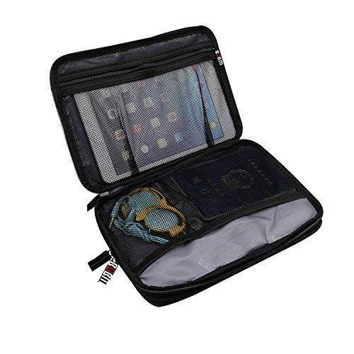 BUBM Double Layer Electronic Accessories Organizer, Travel Gear Bag for Cables, USB Flash Drive, Plug and More, Perfect Size Fits for iPad Mini (Medium, Gray)