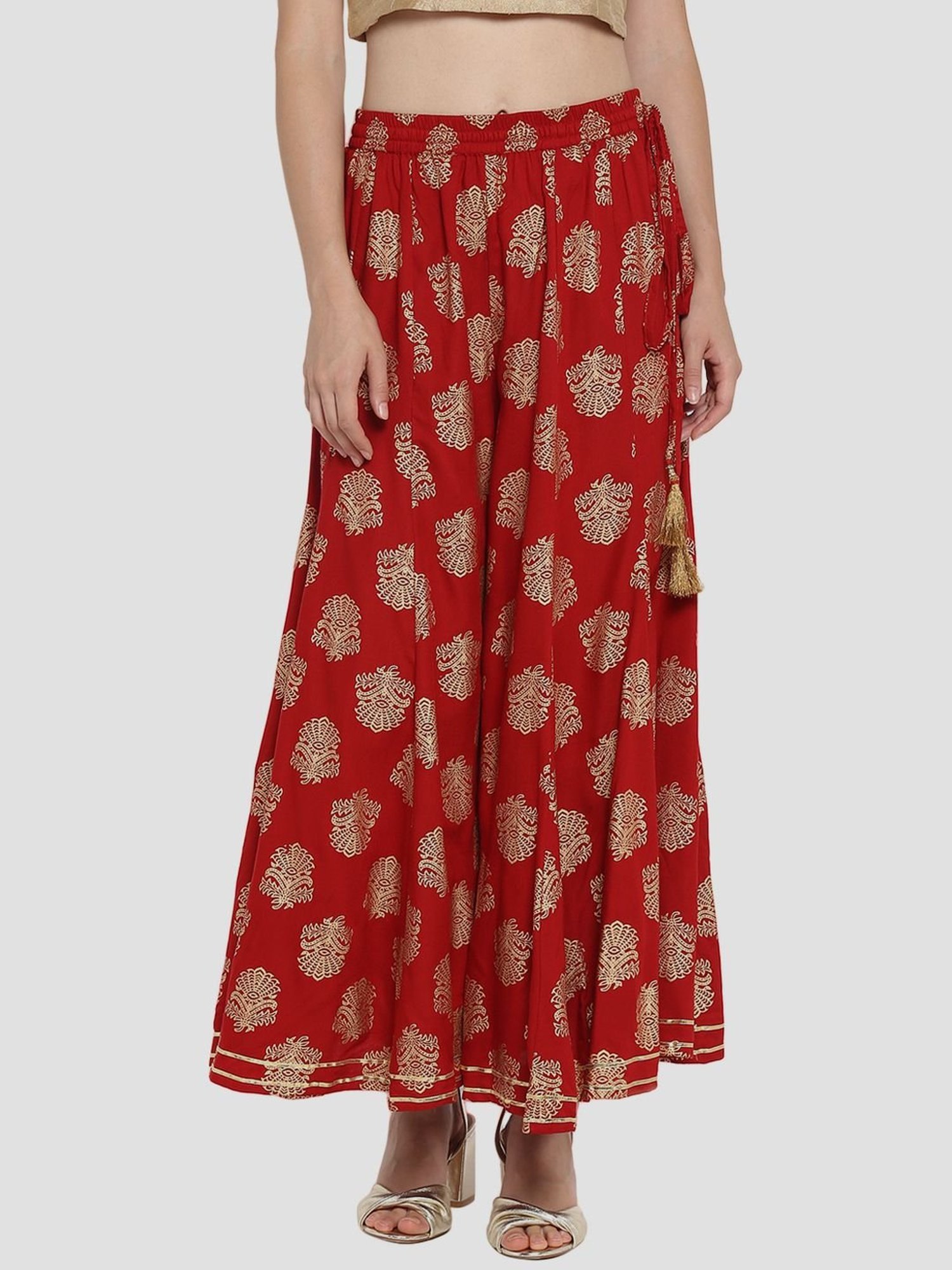 KSUT Maroon Printed Palazzos