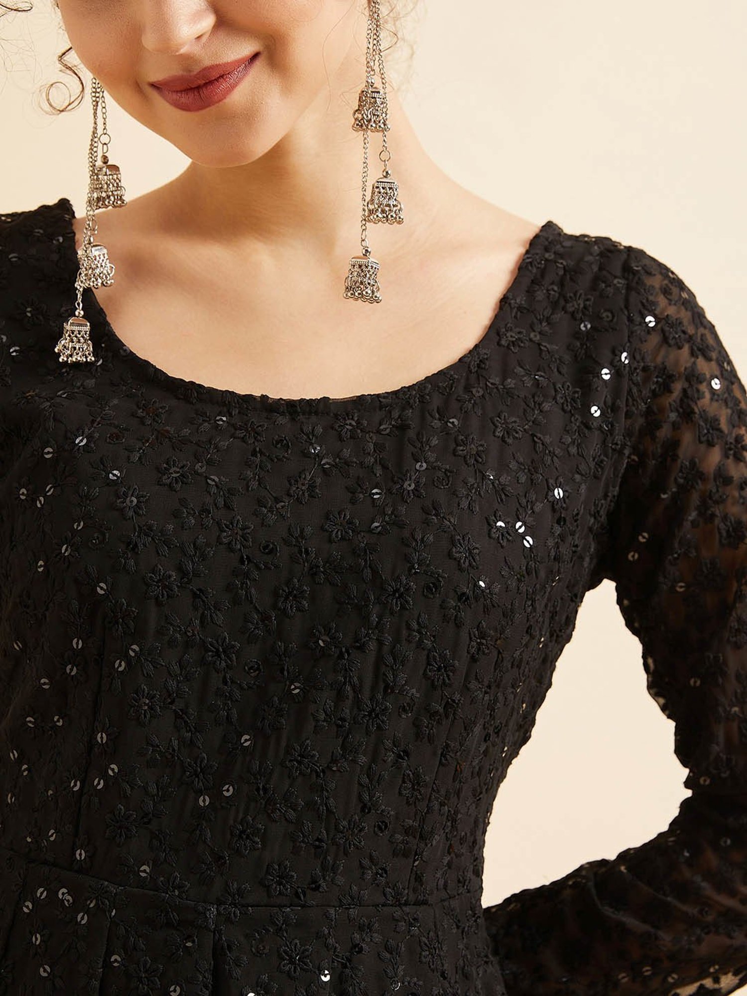 PANIT Black Embroiderd Ethnic Dress