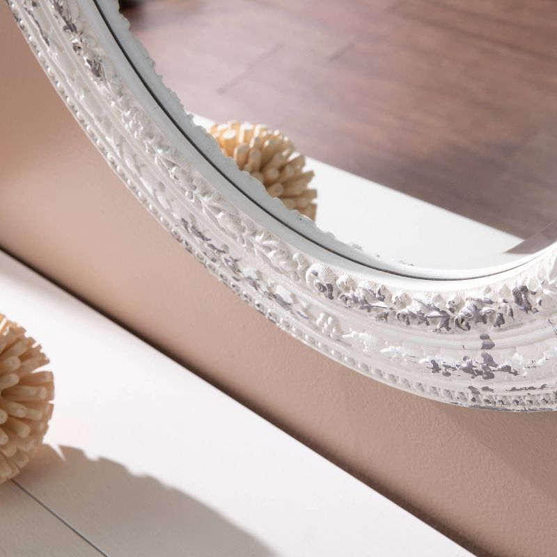 31.5" x 31.5" Round Morsea Decorative Wall Mirror Whitewashed - Southern Enterprises