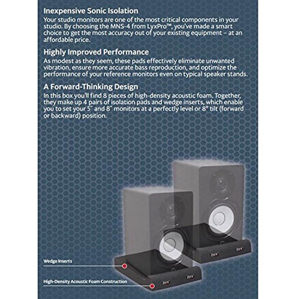 LyxPro MNS-4 Studio Monitor Acoustic Isolation Pads - Pair