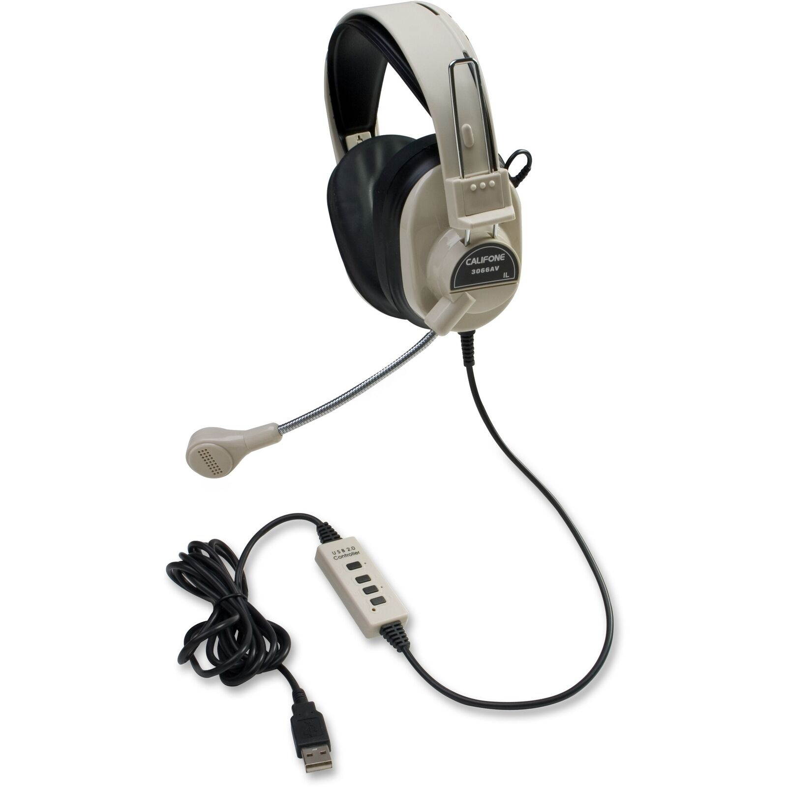 Califone Rugged Headset w/USB Plug Beige 3066USB