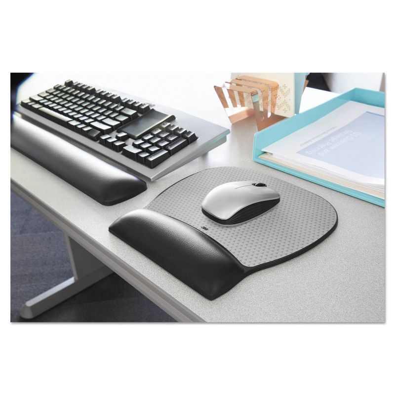 3M Precise Leatherette Mouse Pad w/Wrist Rest, Nonskid Base, 8-3/4 x 9-1/4, Black