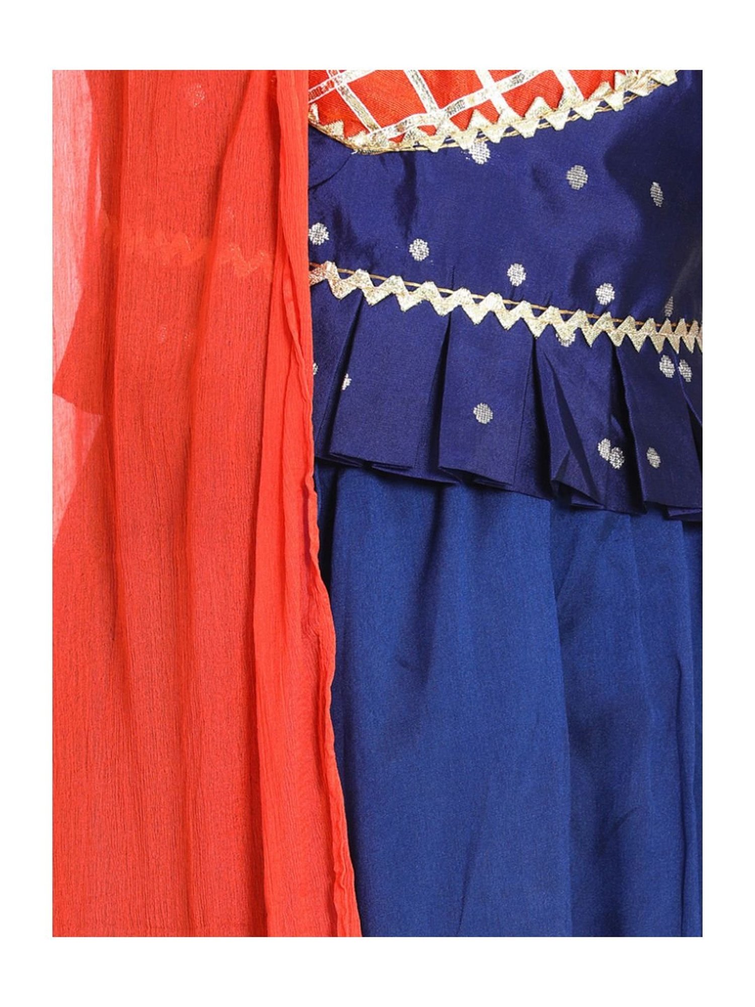 BownBee Kids Blue Zari Work Lehenga Choli With Dupatta