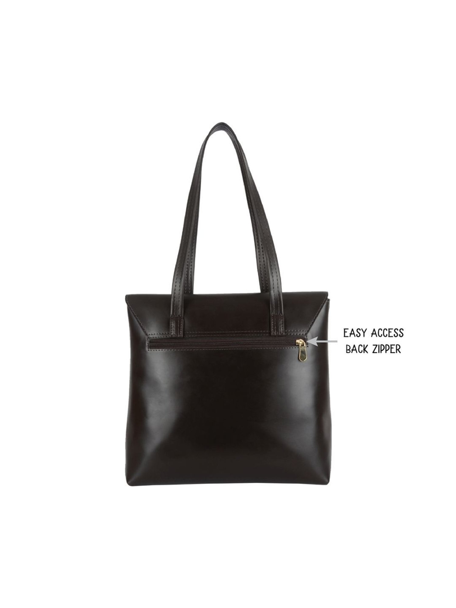 Baggit Delgado Brown PU Solid Shoulder Handbag