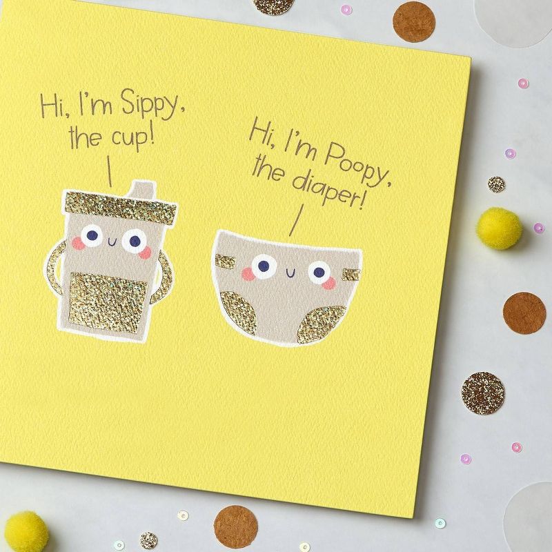 Funny Sippy and Poopy New Baby Congratulations Greeting Card