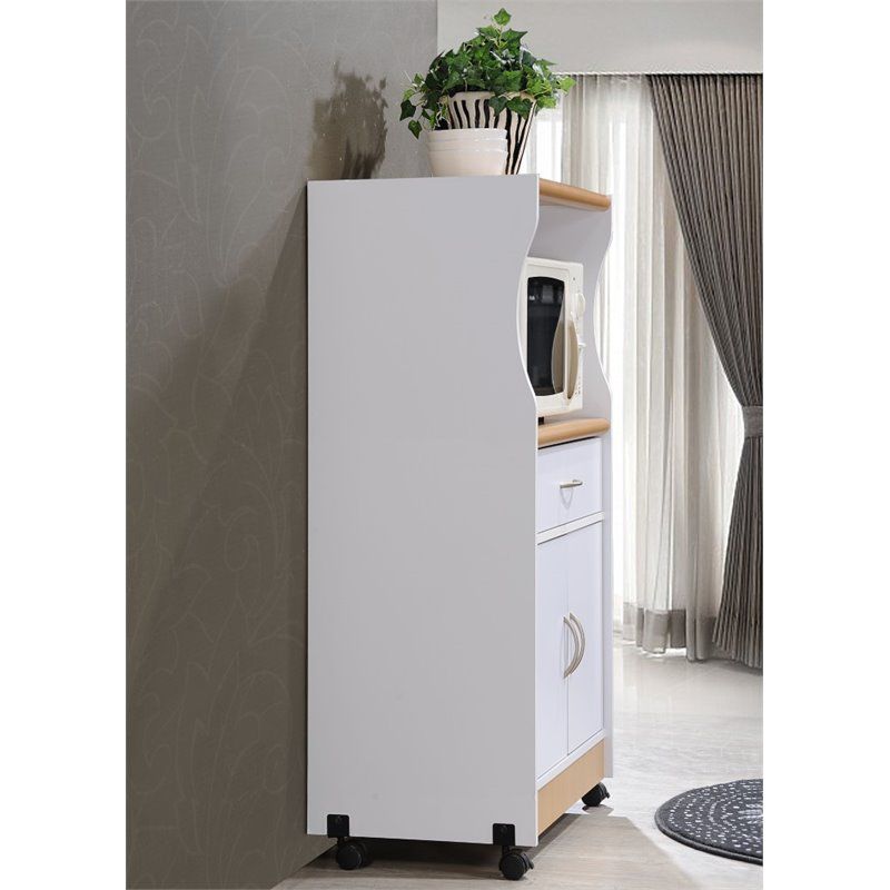 Microwave Kitchen Cart in White - Hodedah